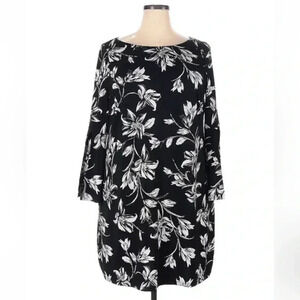 Jessica Howard | Black & White Floral Long Sleeve Cocktail Dress Size 18